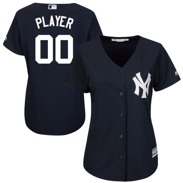 Women New York Yankees Majestic Navy Blue Cool Base Alternate MLB Jersey->customized mlb jersey->Custom Jersey